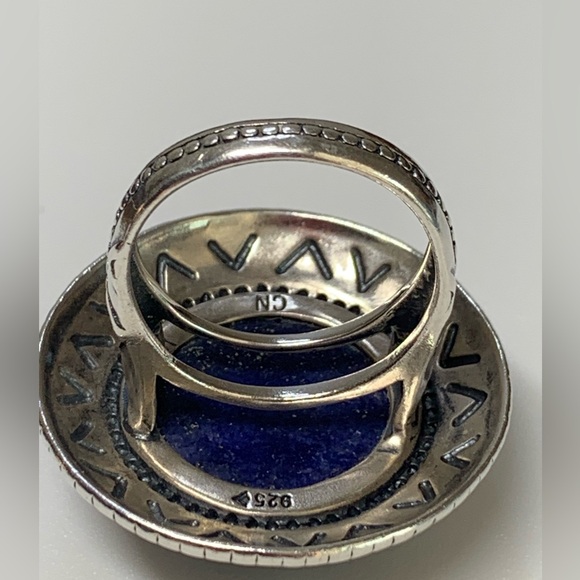 Silpada Intricate Sterling Silver Lapis Lazuli Cabochon Peruvian Design Ring - Picture 11 of 16